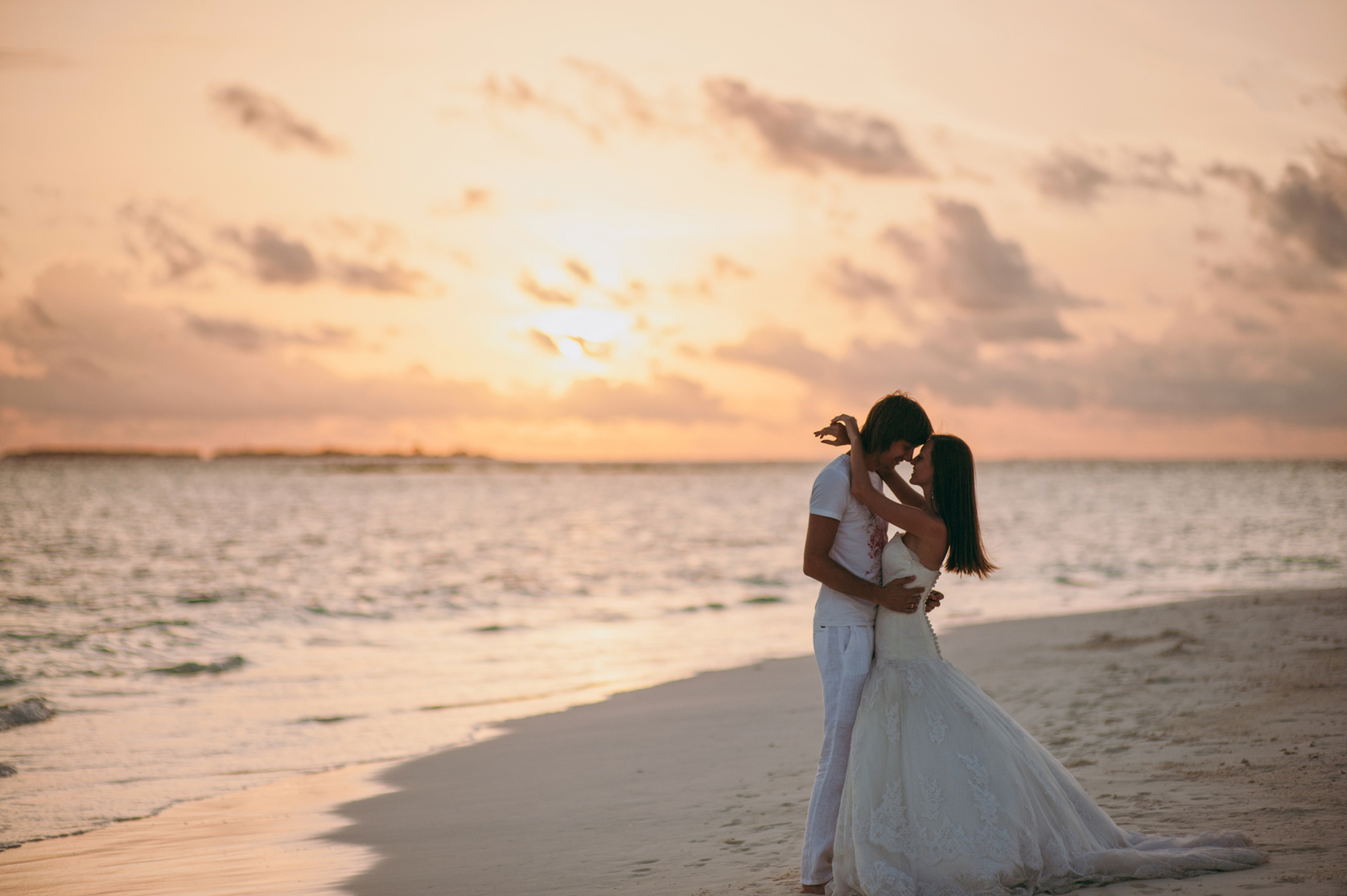 Wedding couple on the beach on the island